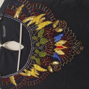 Christiana, Black with Multi-Color Beaded Woman's Sweater